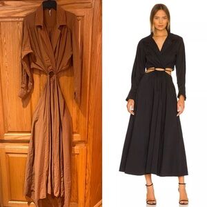 Young Fabulous & Broke YFB Derby Cutout‎ Midi Brown Shirtdress Dress Size Small